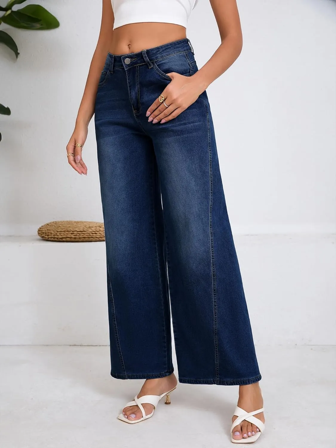 Women's Wide Leg Jeans High Waist Baggy Denim Pants