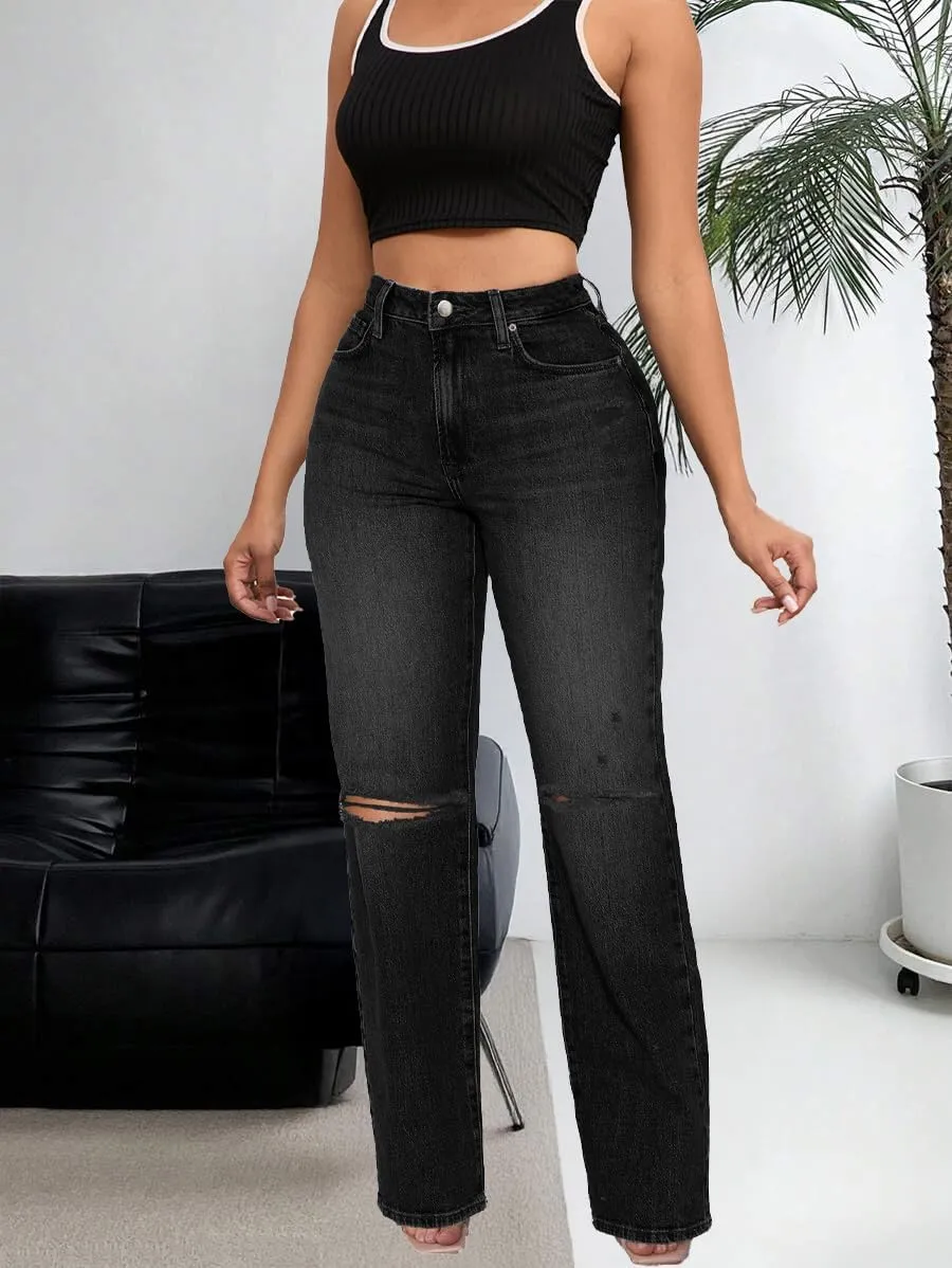 Women's Wide Leg Jeans High Waist Baggy Denim Pants