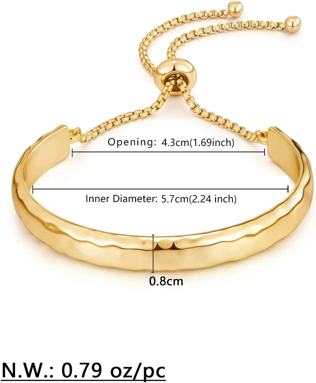WOWORAMA Adjustable Slider Bracelets for Women Bar Friendship Bangle Bracelet for Women Gold/White Gold/Rose Gold Bolo Bracelet