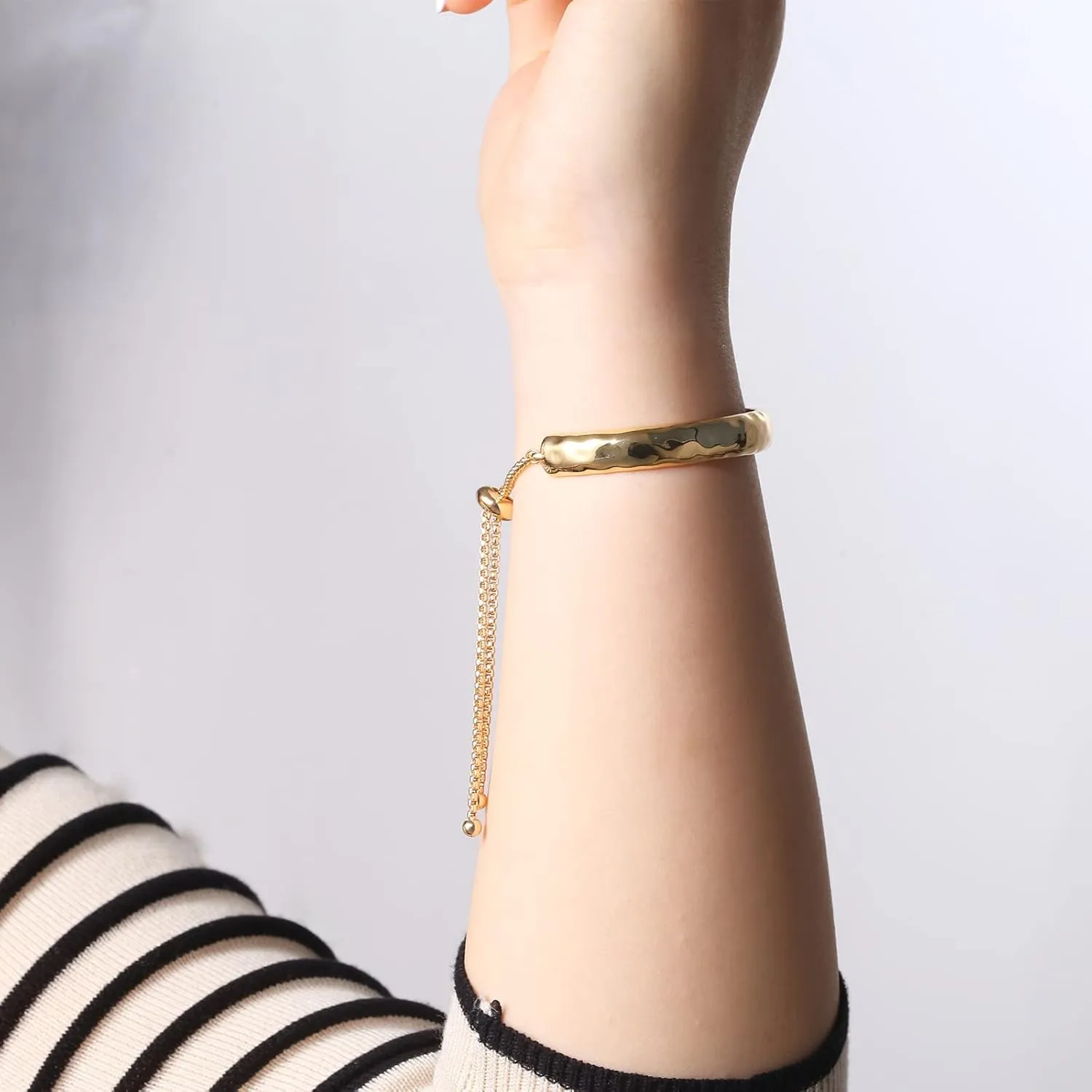 WOWORAMA Adjustable Slider Bracelets for Women Bar Friendship Bangle Bracelet for Women Gold/White Gold/Rose Gold Bolo Bracelet