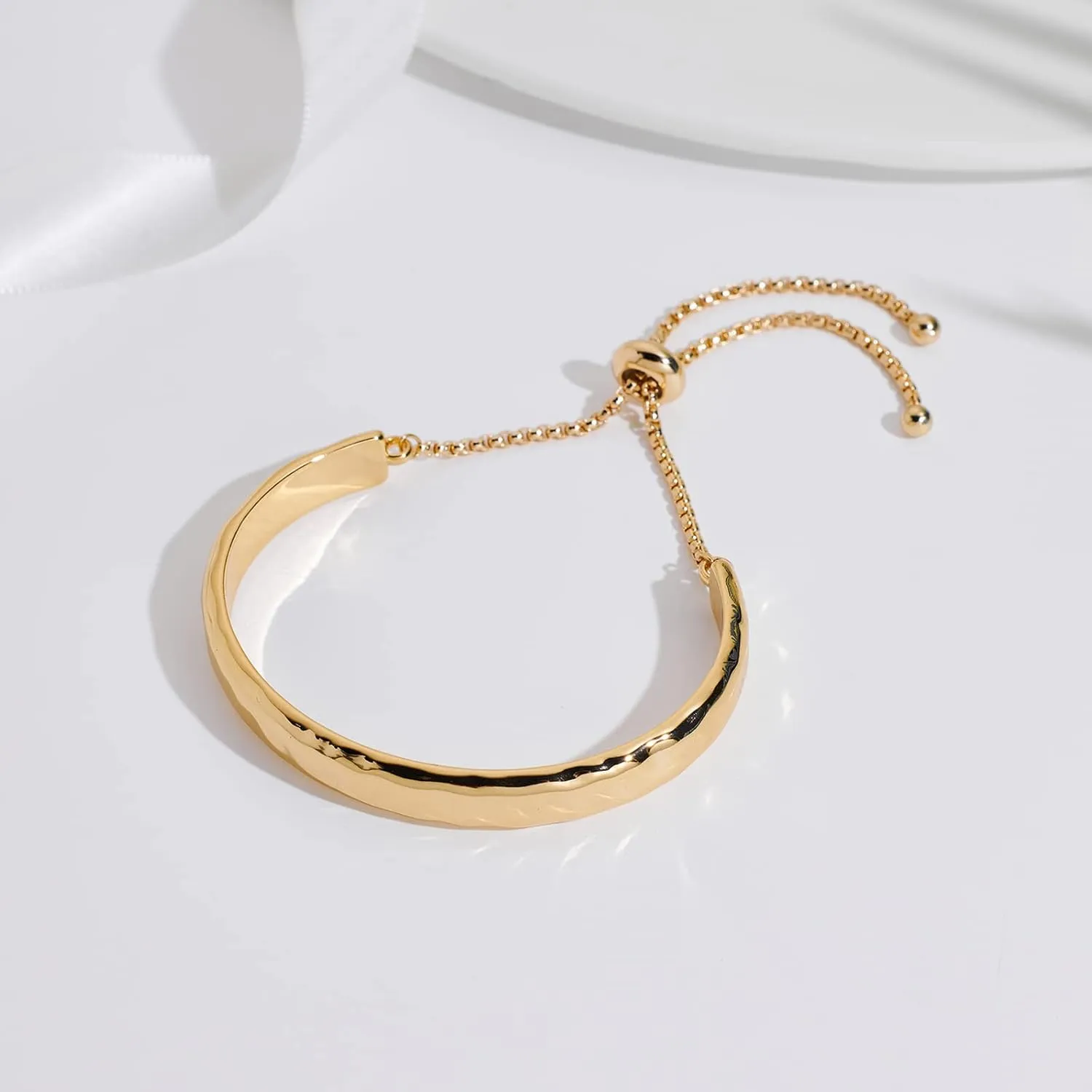 WOWORAMA Adjustable Slider Bracelets for Women Bar Friendship Bangle Bracelet for Women Gold/White Gold/Rose Gold Bolo Bracelet