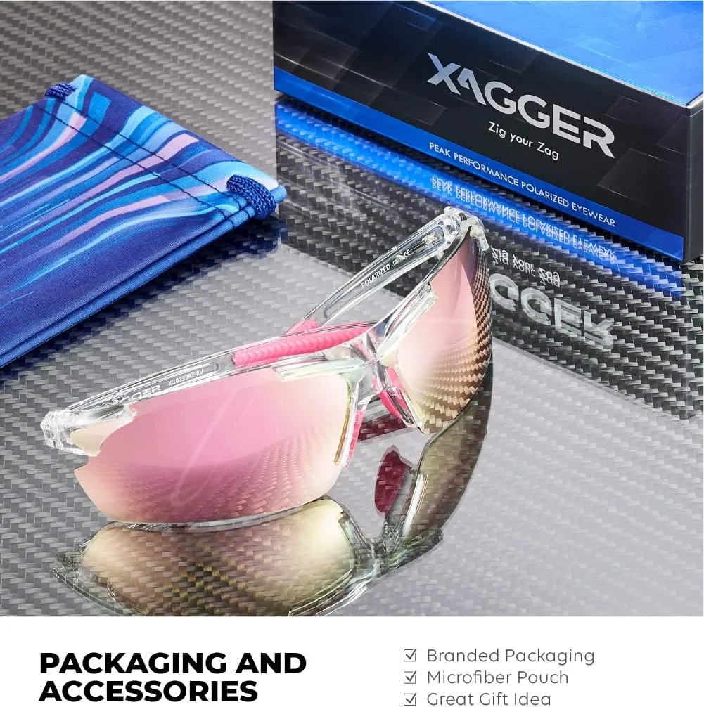 Xagger Polarized Sports Sunglasses for Men Women Wrap Around UV400 Running Baseball Softball Cycling Driving Glasses