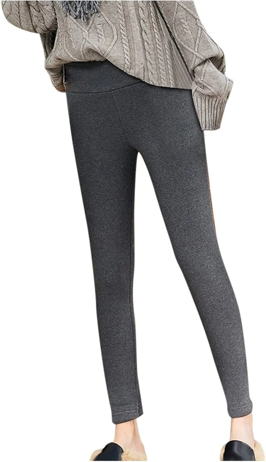 ZEFOTIM Fleece Lined Leggings for Women 2024 Outdoor Casual Thermals Tights Soild High Waist Casual Pants