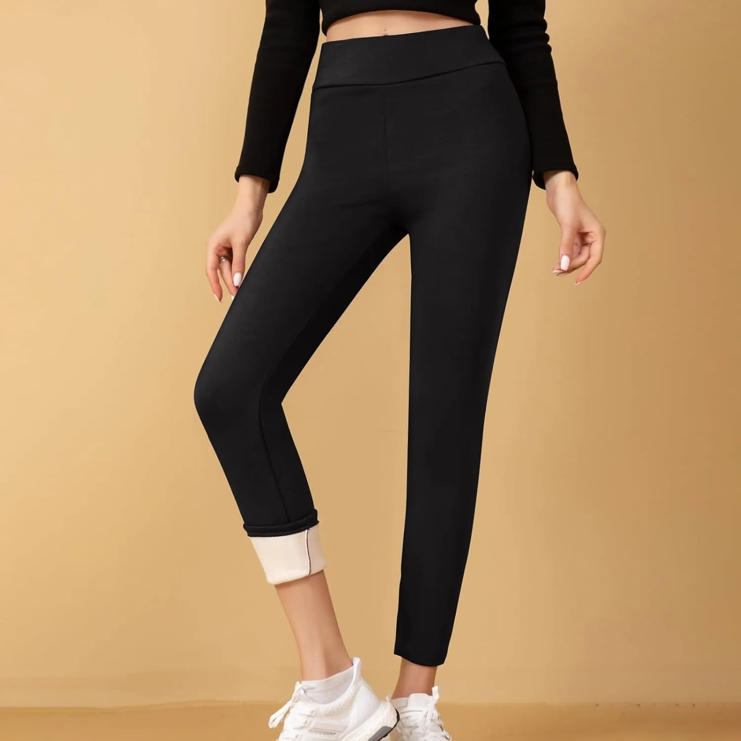 ZEFOTIM Fleece Lined Leggings Women Thermal Workout 2024 Tights Plus Size Soild High Waist Casual Pants