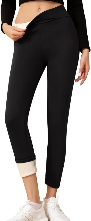 ZEFOTIM Fleece Lined Leggings Women Thermal Workout 2024 Tights Plus Size Soild High Waist Casual Pants