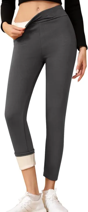 ZEFOTIM Fleece Lined Leggings Women Thermal Workout 2024 Tights Plus Size Soild High Waist Casual Pants