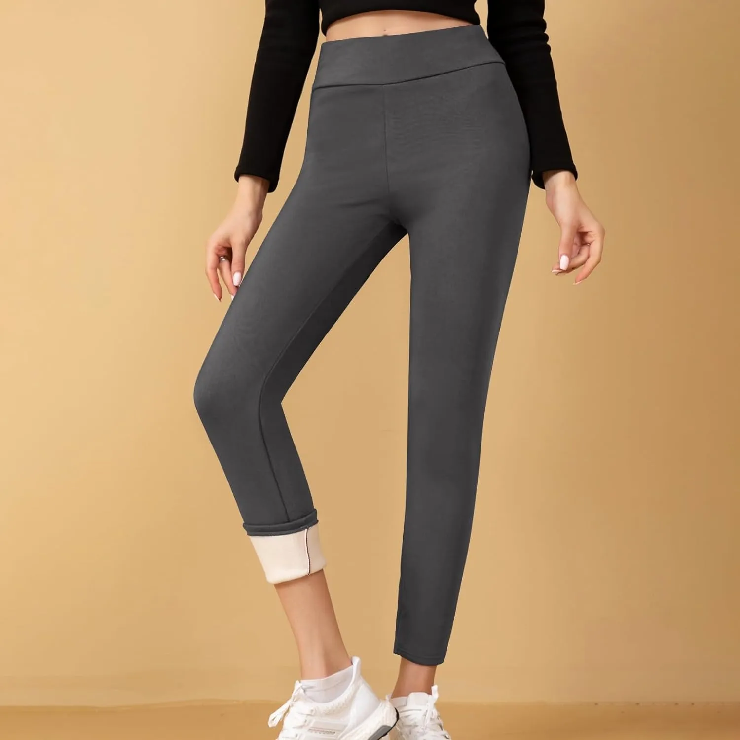 ZEFOTIM Fleece Lined Leggings Women Thermal Workout 2024 Tights Plus Size Soild High Waist Casual Pants