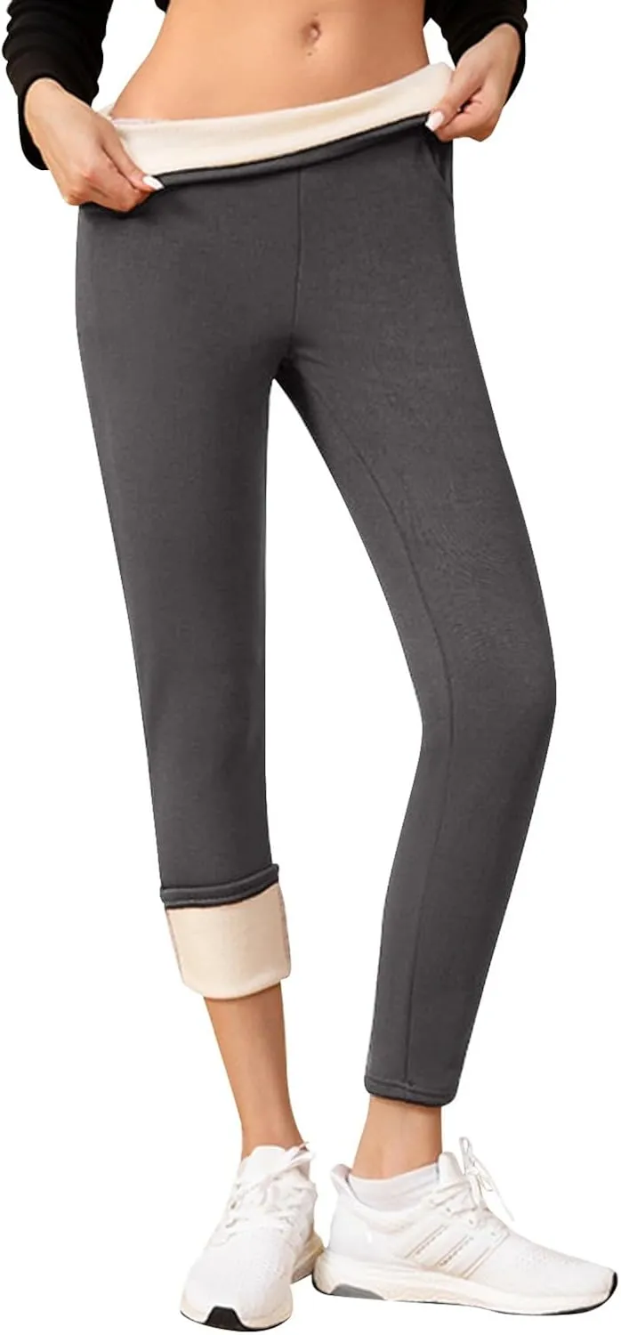 ZEFOTIM Thermal Leggings for Women Thermals Outdoor Thick Pants Thermal Soild High Waist Winter Tights