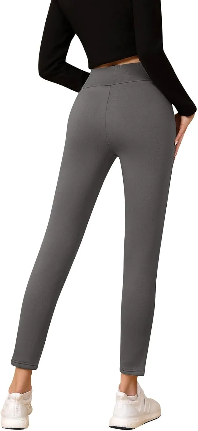 ZEFOTIM Thermal Leggings for Women Thermals Outdoor Thick Pants Thermal Soild High Waist Winter Tights