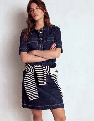 Zia Denim Shift Dress-Dark Indigo