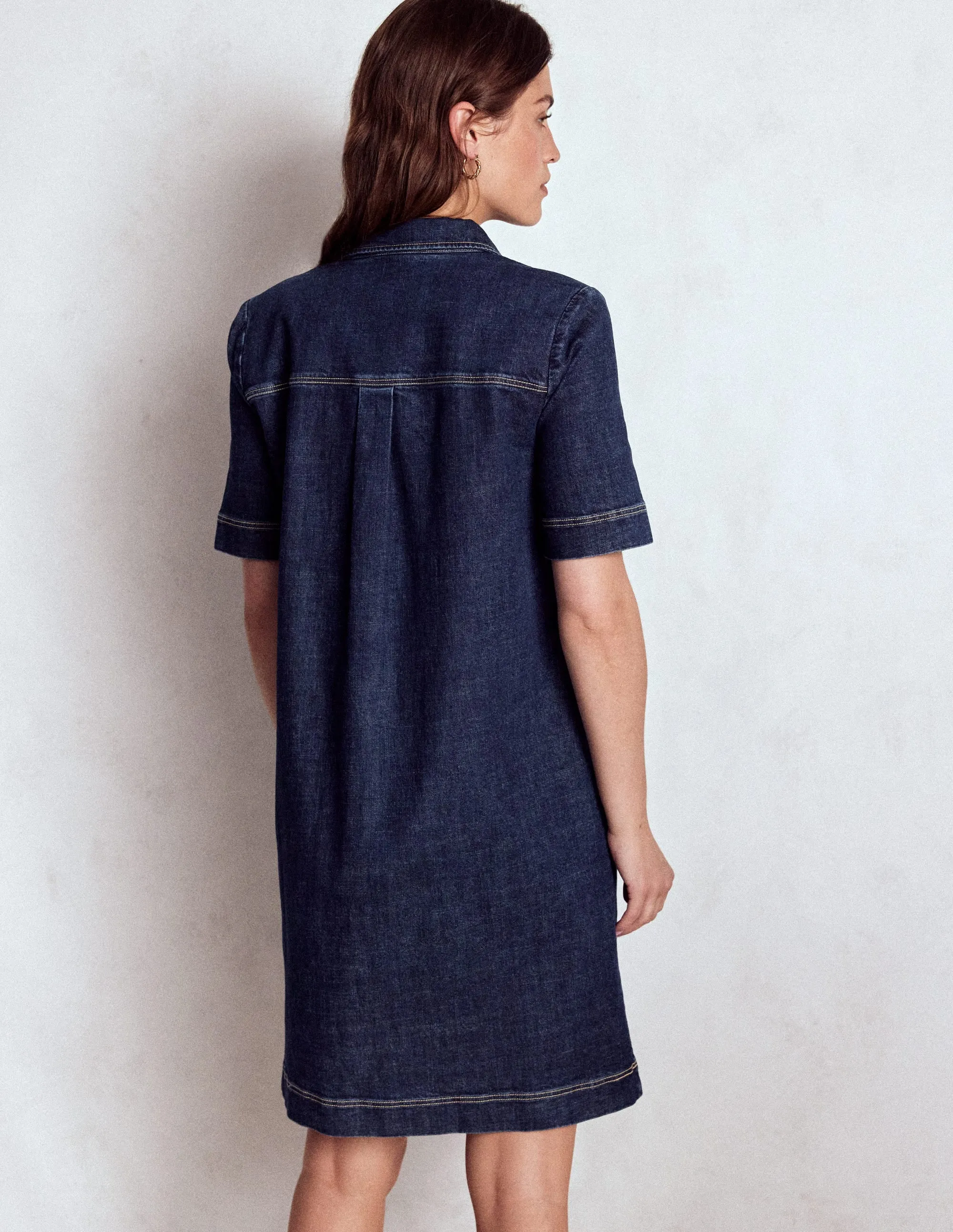 Zia Denim Shift Dress-Dark Indigo