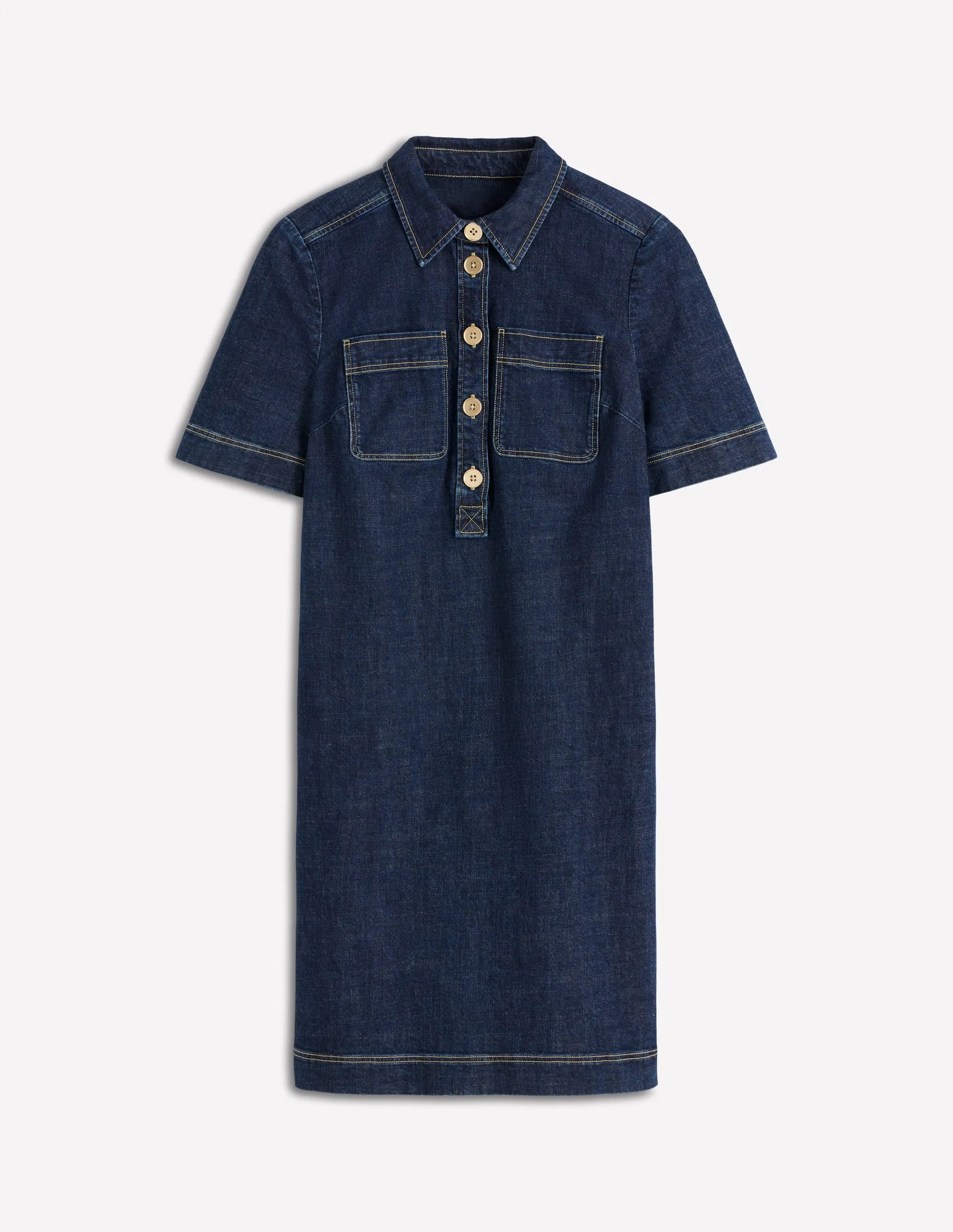 Zia Denim Shift Dress-Dark Indigo